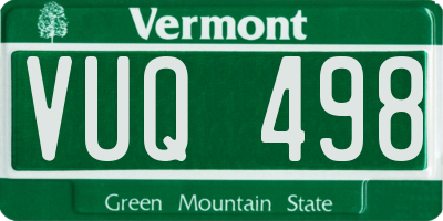 VT license plate VUQ498