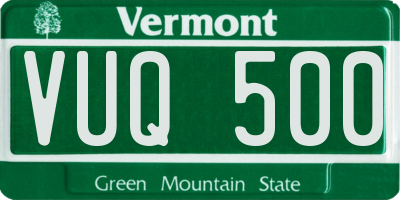 VT license plate VUQ500