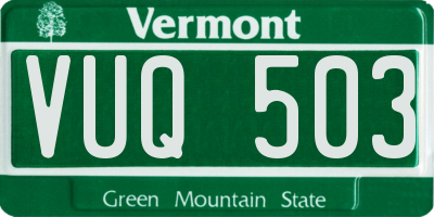 VT license plate VUQ503