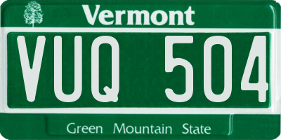VT license plate VUQ504
