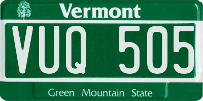 VT license plate VUQ505
