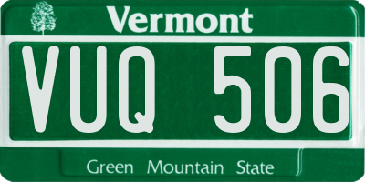 VT license plate VUQ506