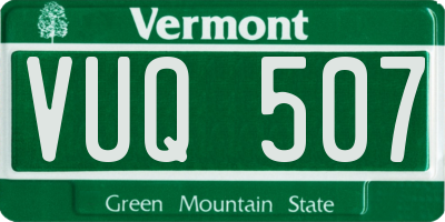 VT license plate VUQ507