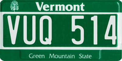 VT license plate VUQ514