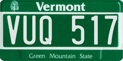VT license plate VUQ517