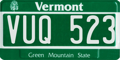 VT license plate VUQ523