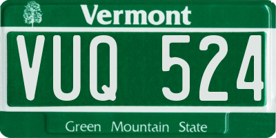 VT license plate VUQ524