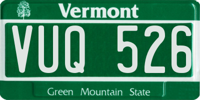 VT license plate VUQ526