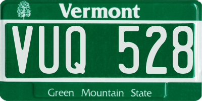 VT license plate VUQ528