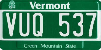 VT license plate VUQ537
