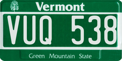 VT license plate VUQ538