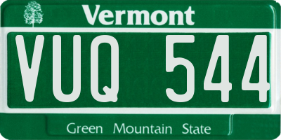 VT license plate VUQ544