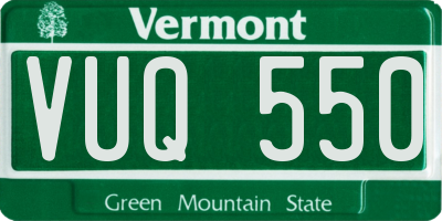 VT license plate VUQ550