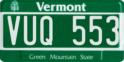 VT license plate VUQ553