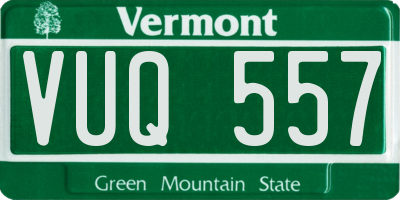 VT license plate VUQ557