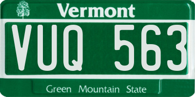 VT license plate VUQ563