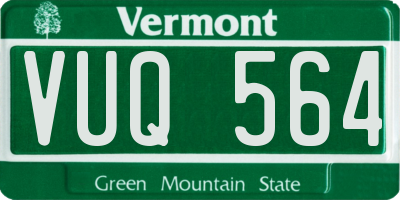 VT license plate VUQ564