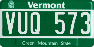 VT license plate VUQ573
