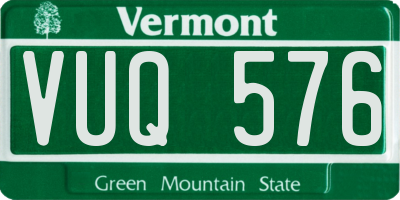 VT license plate VUQ576