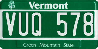 VT license plate VUQ578