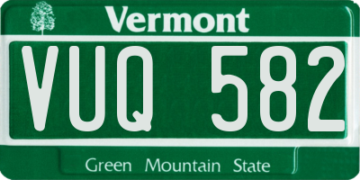 VT license plate VUQ582