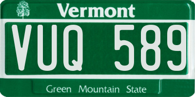 VT license plate VUQ589