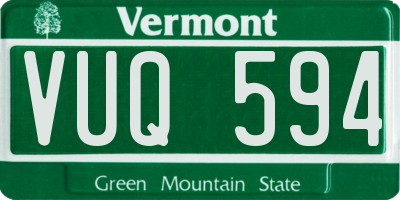 VT license plate VUQ594