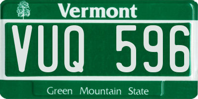 VT license plate VUQ596