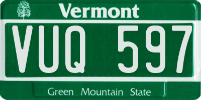 VT license plate VUQ597
