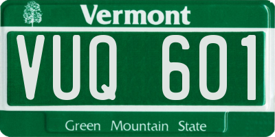 VT license plate VUQ601