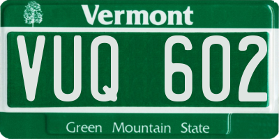 VT license plate VUQ602
