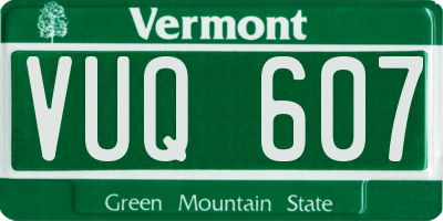 VT license plate VUQ607