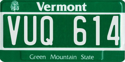 VT license plate VUQ614