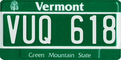VT license plate VUQ618