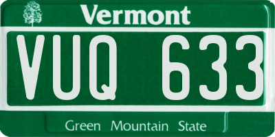 VT license plate VUQ633