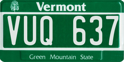 VT license plate VUQ637