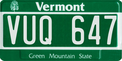 VT license plate VUQ647