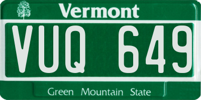 VT license plate VUQ649