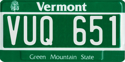 VT license plate VUQ651