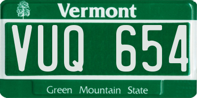 VT license plate VUQ654