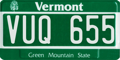 VT license plate VUQ655