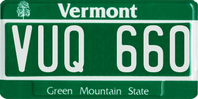 VT license plate VUQ660