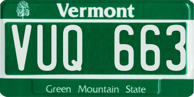 VT license plate VUQ663