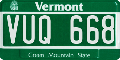VT license plate VUQ668