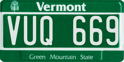 VT license plate VUQ669