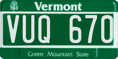 VT license plate VUQ670