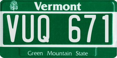 VT license plate VUQ671