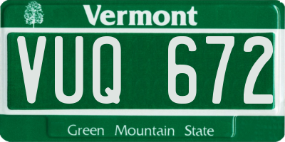 VT license plate VUQ672
