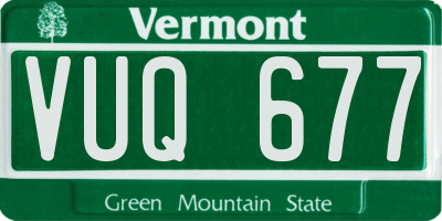 VT license plate VUQ677