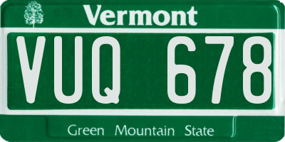 VT license plate VUQ678